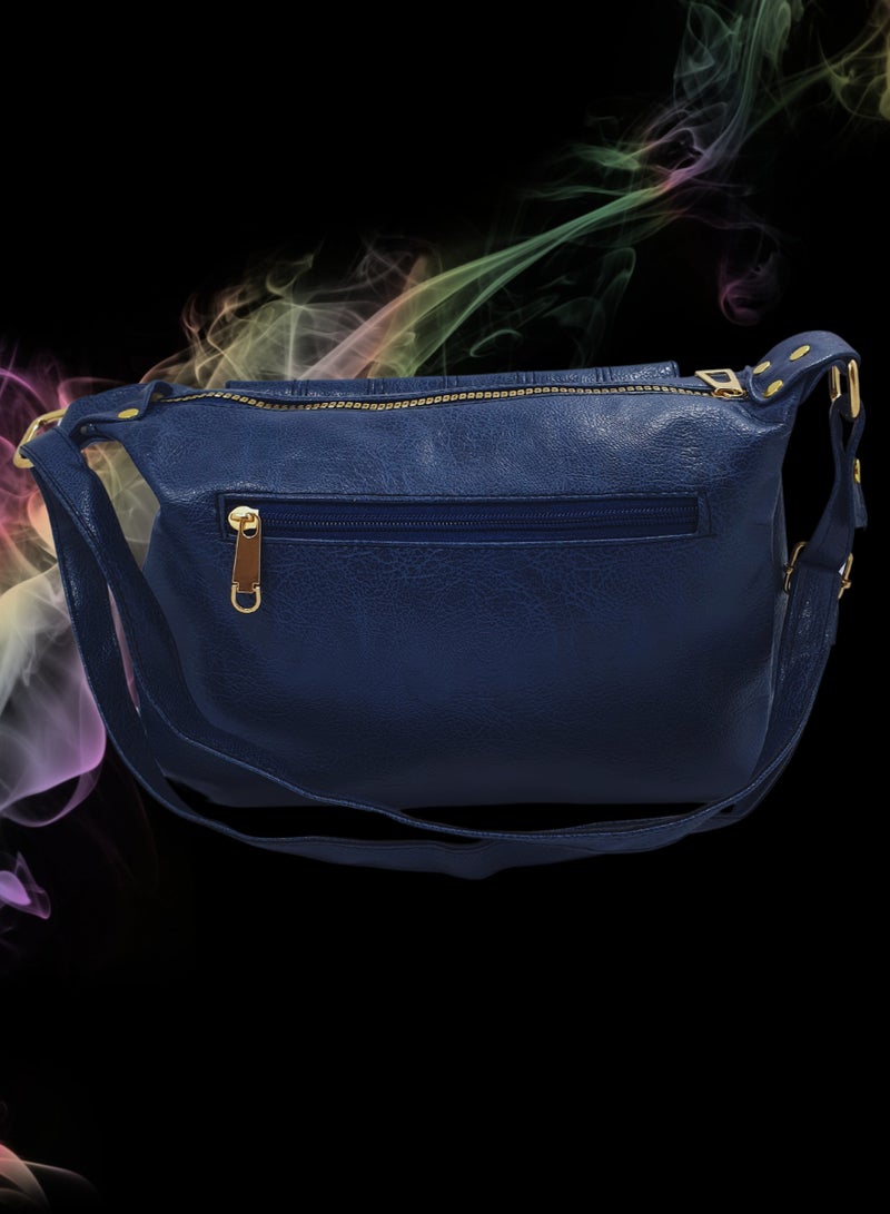 TO FASHION TO 3010 LEATHER WOMEN’S, SHOULDER BAG, CROSS BODY BAG WITH DETACHABLE STRAP, MODERN AND ELEGANT DESIGN, DIMENSIONS 20*27*13 CM BLUE A  - Image 5