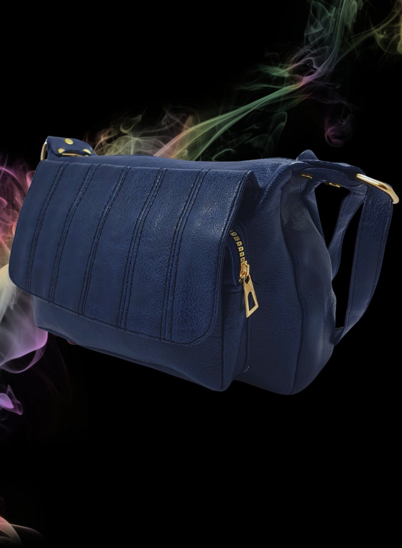 TO FASHION TO 3010 LEATHER WOMEN’S, SHOULDER BAG, CROSS BODY BAG WITH DETACHABLE STRAP, MODERN AND ELEGANT DESIGN, DIMENSIONS 20*27*13 CM BLUE A  - Image 2