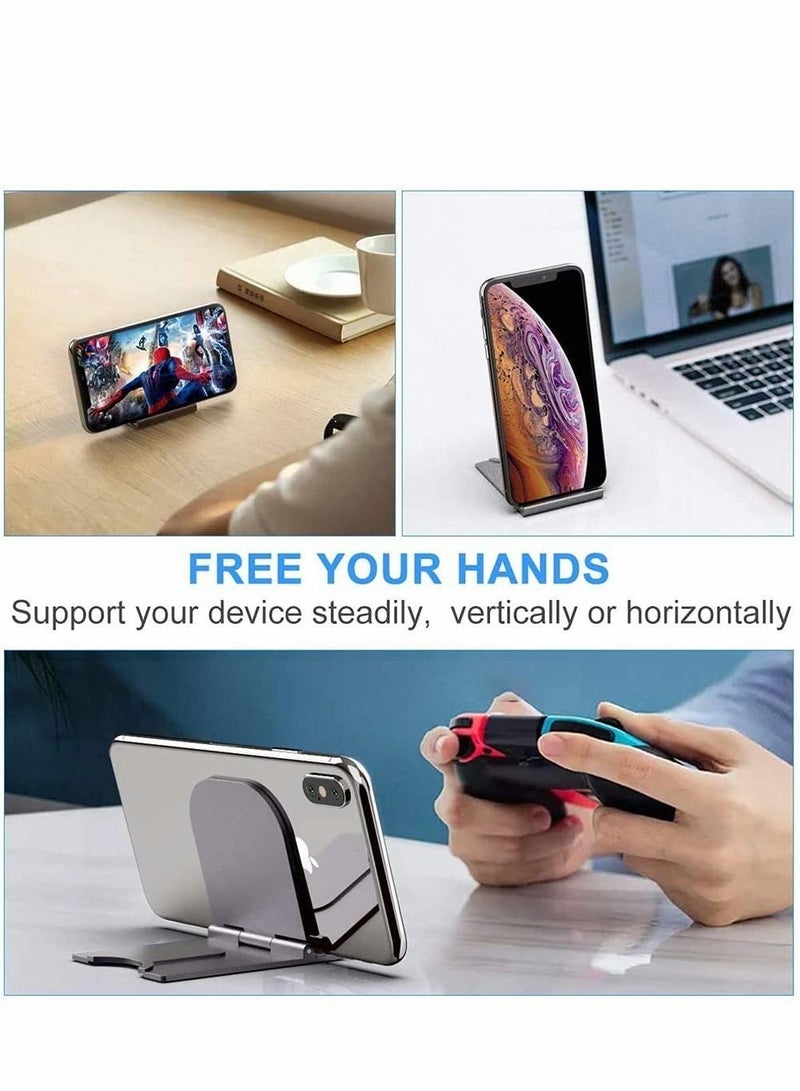 4Pack Cell Phone Stand for Angle Height Universal Adjustable Foldable Desk Sturdy Aluminum Metal Holder Dock iPhone, Mobile Phone, All Android Smartphone, Desktop - Image 4