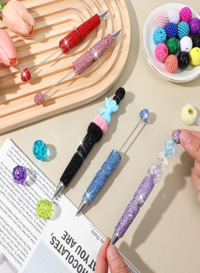 Lemecima 15 Pcs Glitter Beadable Pens Full Rhinestone Fancy Pens for Beads DIY Diamond Beaded Pen Kit Cute Journalling Ballpoint Fun Bling Ballpoint for DIY Craft Making (Full Diamond) - Image 5