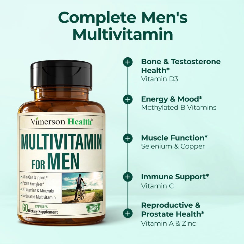 Vimerson Health Multivitamin for Men - Methylated Mens Multivitamins & Multiminerals Capsules with Vitamin B12, A, D, C, Zinc, Magnesium & More for Complete Daily Support - High Potency Bioavailable Vitamins for Men - Image 5