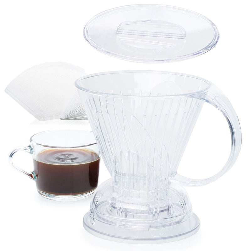 Clever Coffee Dripper and Filters, Large 18 oz| Barista's Choice| Safe BPA Free Plastic|Includes 100 Filters (Clear, 18 oz Large) - Image 5