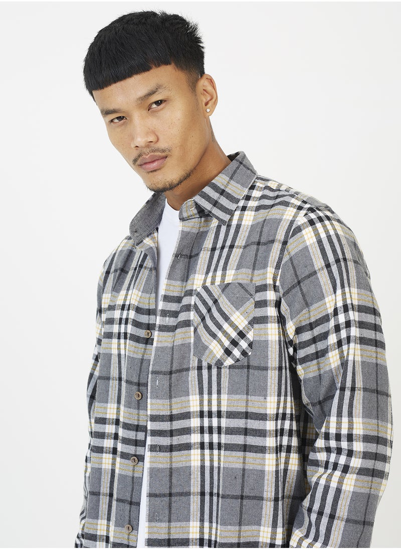 BRAVE SOUL - Casual Long Sleeve Check Shirt - Image 1