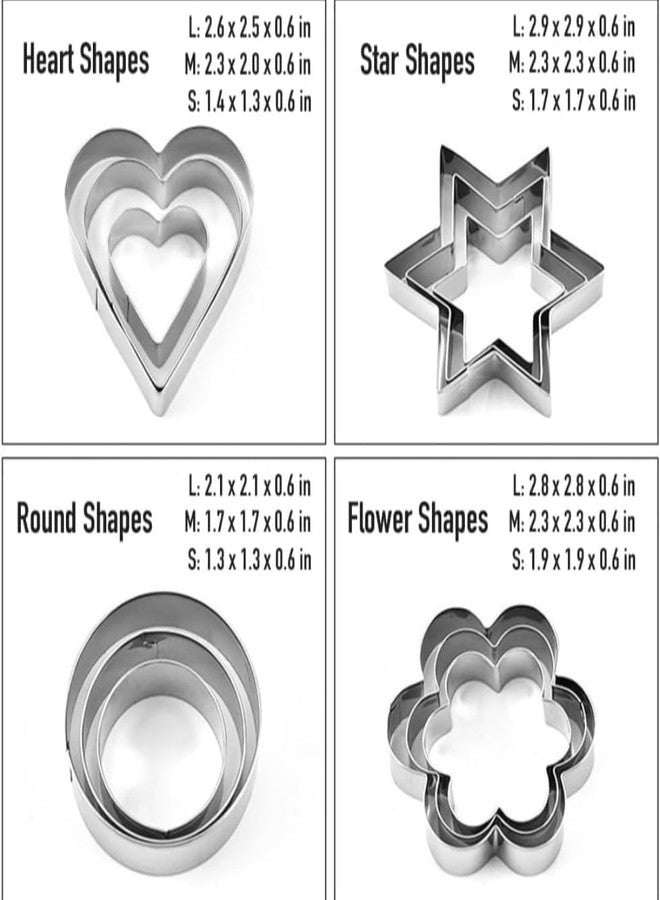 KRISHNPRIYA 12-Piece Stainless Steel Cookie Cutter Set | Heart, Flower, Star & Round Shapes | Food-Grade, Non-Stick & Durable Biscuit Cutters | Perfect for Baking, Fondant & Snacks - Image 4
