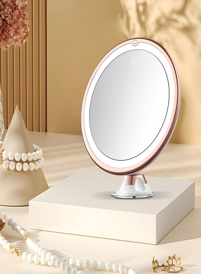 SNOWFLAKES SNOWFLAKES 8" Magnifying Mirror with Lights-10x Magnification Makeup Mirror with Suction Cups - Bathroom Shower Mirror - Easy Install - 360 Degree Swivel Joint（Gold） - Image 2