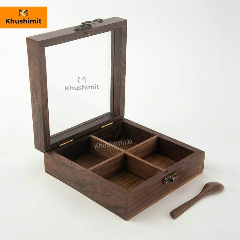 Khushimit Pure Sheesham Wooden Table Top Mouth Freshener Mukhwas Box For Dinning Table Antique Look Explore Your Kitchen with Nature - Image 2