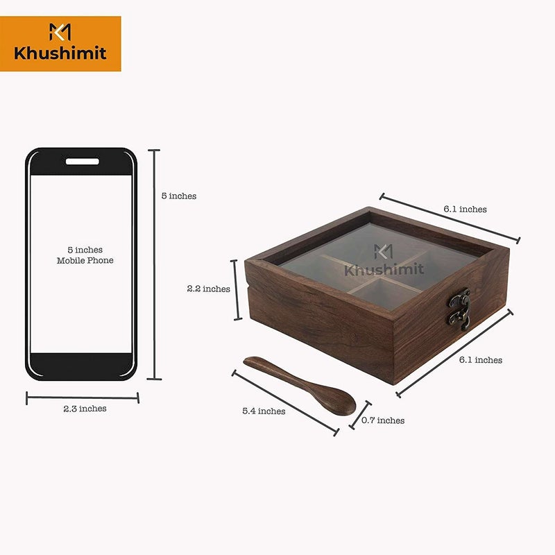 Khushimit Pure Sheesham Wooden Table Top Mouth Freshener Mukhwas Box For Dinning Table Antique Look Explore Your Kitchen with Nature - Image 4