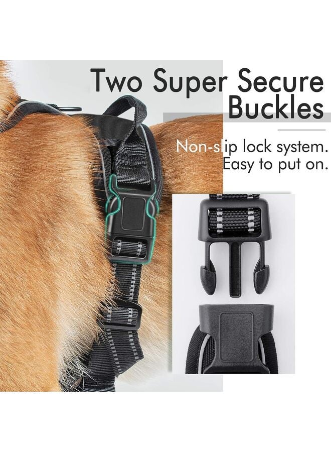 Dog Harness, No-Pull Pet Harness with 2 Leash Clips, Adjustable Soft Padded Dog Vest, Reflective No-Choke Pet Oxford Vest with Easy Control Handle for Large Dogs/Black/M - Image 3