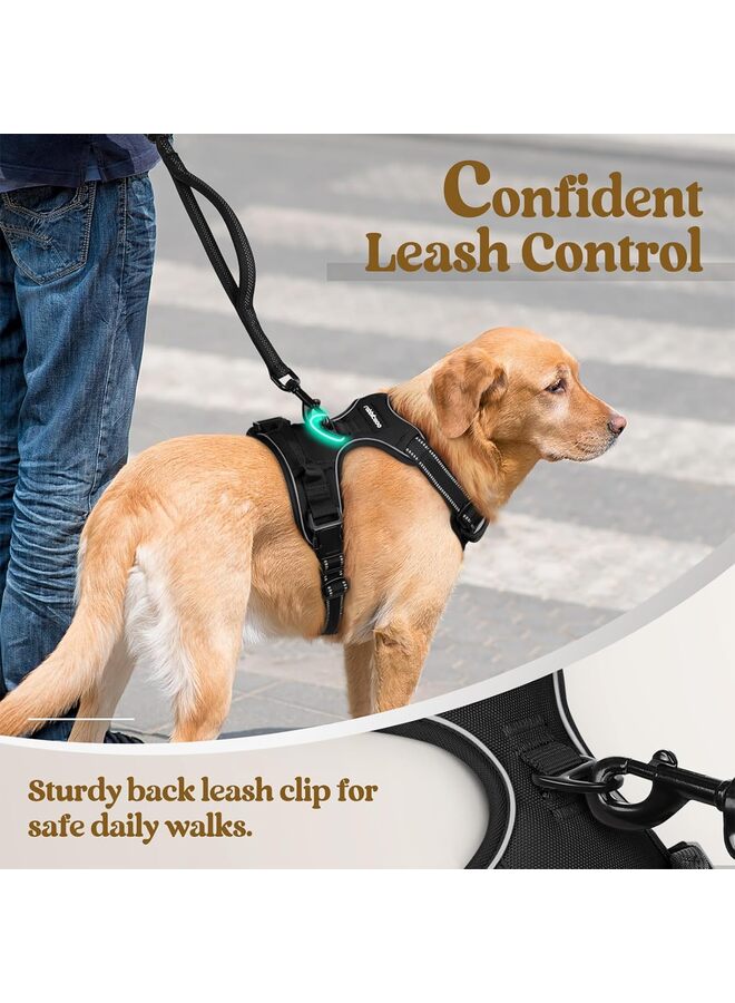 Dog Harness, No-Pull Pet Harness with 2 Leash Clips, Adjustable Soft Padded Dog Vest, Reflective No-Choke Pet Oxford Vest with Easy Control Handle for Large Dogs/Black/M - Image 5