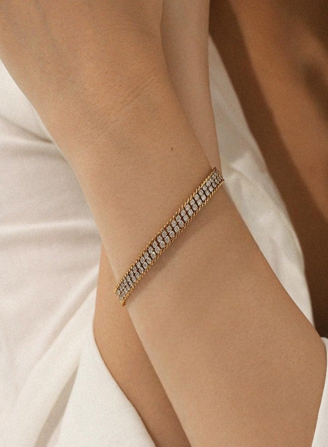 Aaishwarya 18K Gold Plated Layered Bracelet |Zircon Bracelets for Women and Girls | Anti-Tarnish Jewels | Minimal Dainty Jewelry |Stylish Party Accessory | Bracelets for Vacation - Image 2