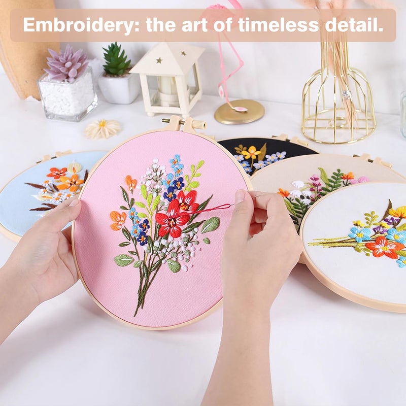 RidaaFri Embroidery Kit for Beginners Set of 3, Flower Pattern Embroidery Kits for Starter and Adults, Hand DIY Practice Kit, Step by Step Instructions and Video Tutorial - Image 4