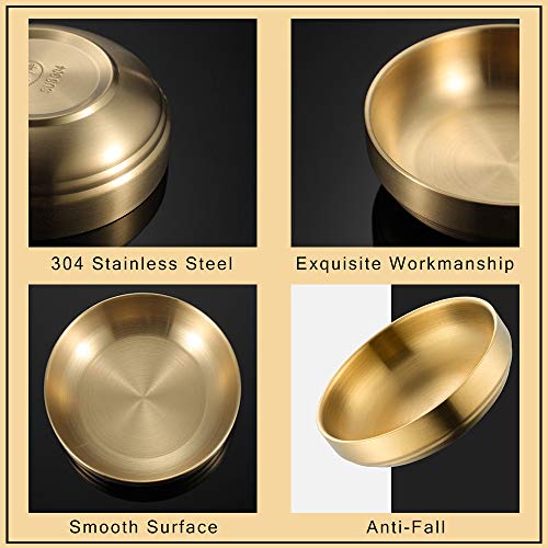 Roucerlin 4 PCS 6 OZ Small Double Deck Stainless Steel Sauce Dish, Round Condiment Tray, Mini Sauce Plate, Sushi Dipping Bowls, Condiment Dish for Restaurant, Home (4 PCS) - Image 5
