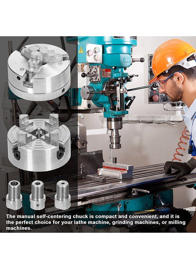 Lathe Chuck 3 Jaws/4 Jaws Manual Self-Centering Mounting Bolt for Grinding Milling Turning Machine