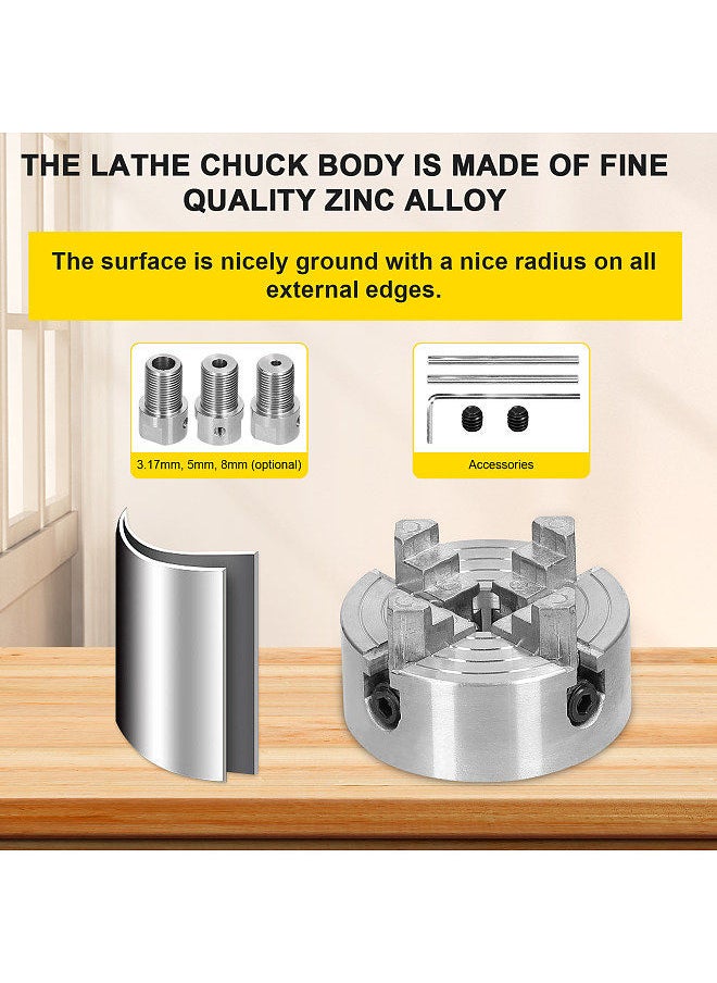 Lathe Chuck 3 Jaws/4 Jaws Manual Self-Centering Mounting Bolt for Grinding Milling Turning Machine