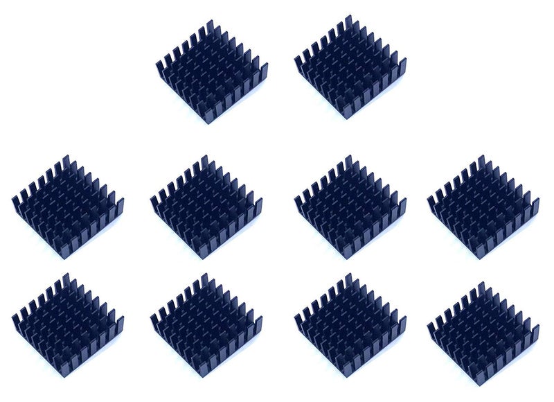 Easycargo 10pcs 28mm Heatsink Kit 28mmx28mmx10mm + 3M 8810 Thermal Conductive Adhesive Tape, Cooler Aluminum Heatsink Fins for Cooling GPU Chips IC Chips Modules (28x28x10mm)