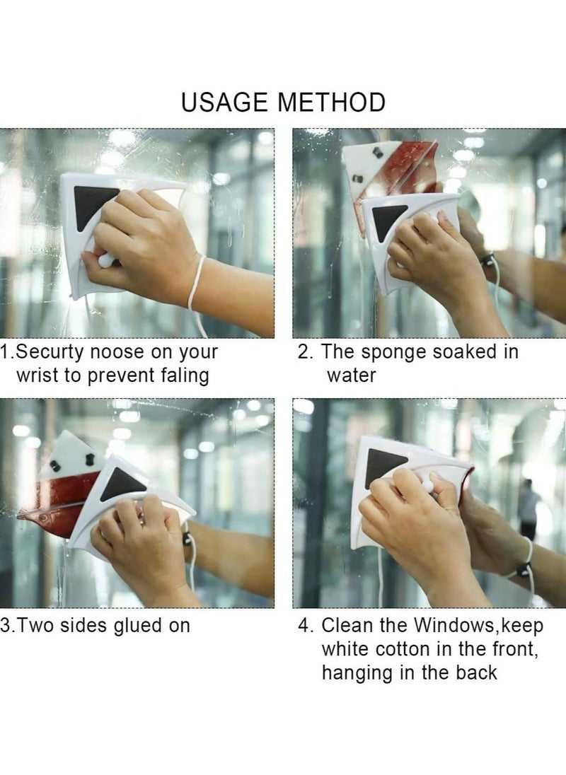 ELTRAZONE ELTERAZONE Double-side Magnetic Glass Wiper Window Cleaner Magnetic Glass Cleaning Tool Brush for Double Glazed Window Thickness 0.5"-1" (15-24mm) - Image 2