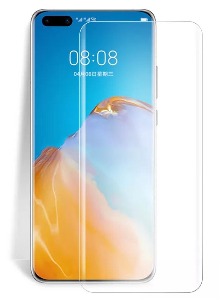 Huawei P40 Pro UV Screen Protector 6D Tempered Glass 9H Adhesive Nano Liquid UV Glue Full Coverage Clear  - Image 1