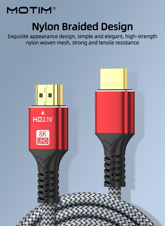 موتيم كابل HDMI 8K 2M، 2.1 48Gbps عالي السرعة 8K@60Hz  4K/120fps، كابل فيديو HDMI إلى HDMI كابل HDMI Ultra HD مضفر متوافق مع PS5/4 Switch Xbox PC Laptop - Image 2