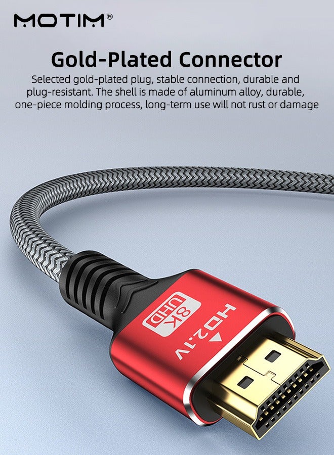 موتيم كابل HDMI 8K 2M، 2.1 48Gbps عالي السرعة 8K@60Hz  4K/120fps، كابل فيديو HDMI إلى HDMI كابل HDMI Ultra HD مضفر متوافق مع PS5/4 Switch Xbox PC Laptop - Image 3