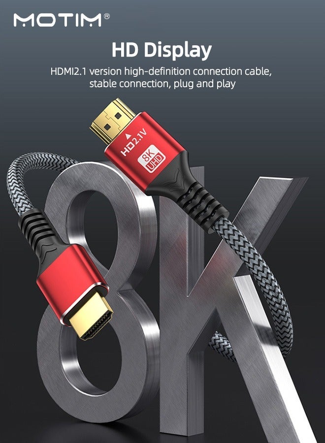 موتيم كابل HDMI 8K 2M، 2.1 48Gbps عالي السرعة 8K@60Hz  4K/120fps، كابل فيديو HDMI إلى HDMI كابل HDMI Ultra HD مضفر متوافق مع PS5/4 Switch Xbox PC Laptop - Image 5