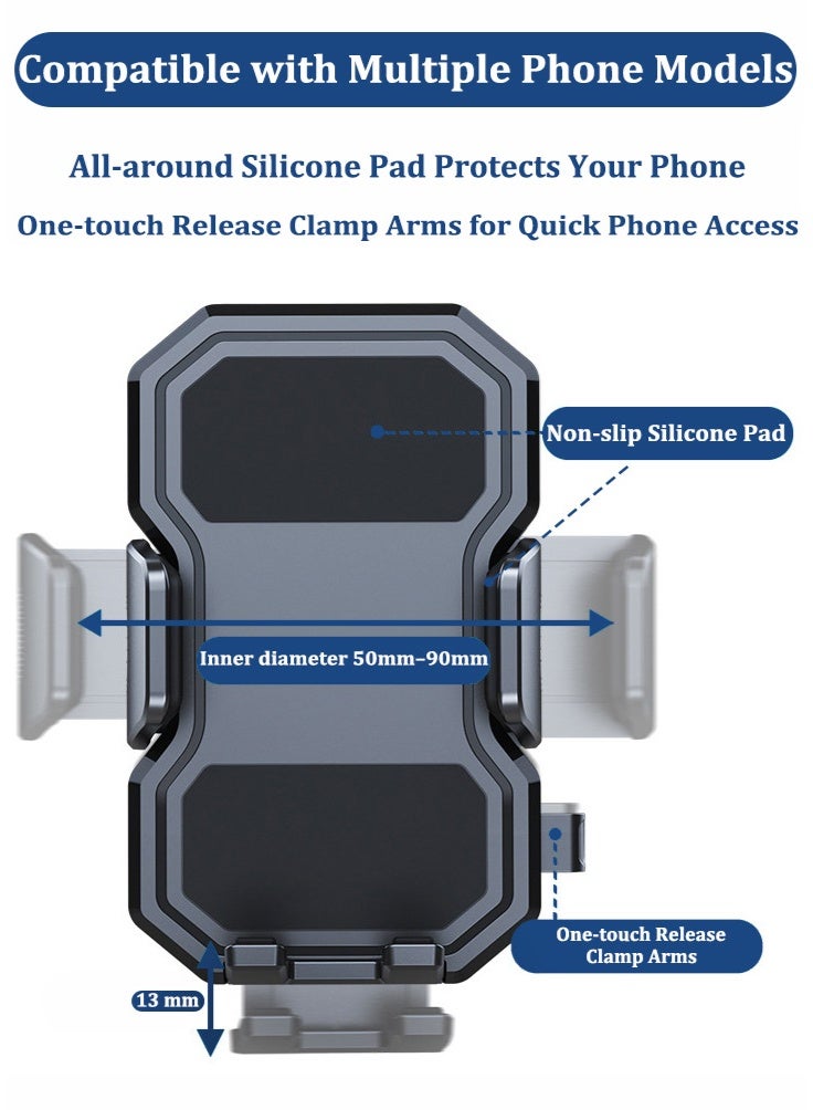 ثمانية فيبيهاوس حامل هاتف للسيارة، حامل هاتف محمول للسيارة 2 في 1 قابل للتعديل 360 درجة، حامل هاتف للسيارة مع قاعدة حامل أكواب، متوافق مع معظم الهواتف الذكية والأكواب، حامل أكواب عالمي مع حامل هاتف ذو ذراع طويل للسيارة، أسود - Image 2