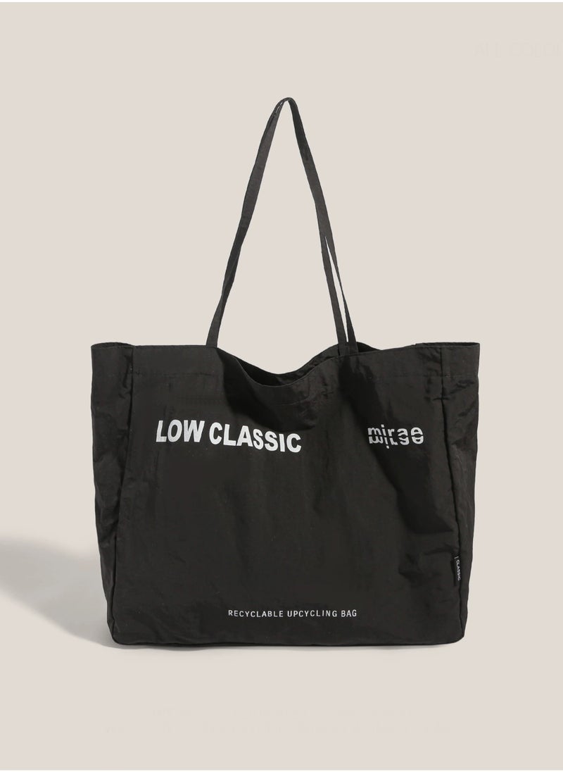 ال سي حقيبة كتف قماشية خفيفة الوزن LOWCLASSIC حقيبة كتف مطبوع عليها حروف  - Image 1