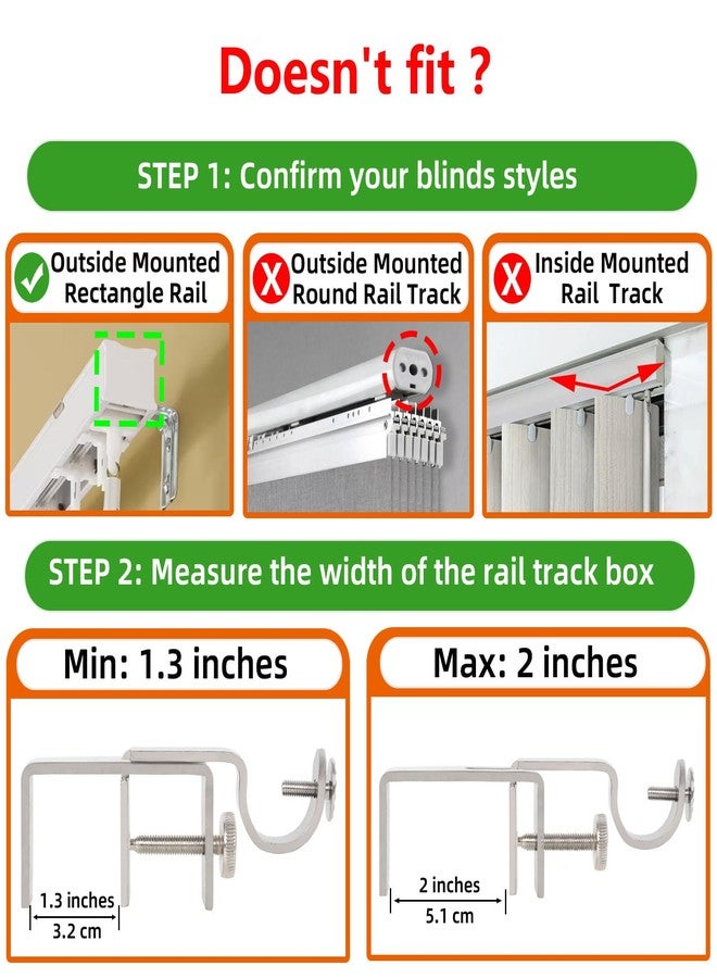 INSFITY Outside Mounted Blinds Curtain Rod Bracket (Only Fit for 1.3-2 inches Rectangle Headrail) No Drill No Tools Required (Patent Depending) - Image 3