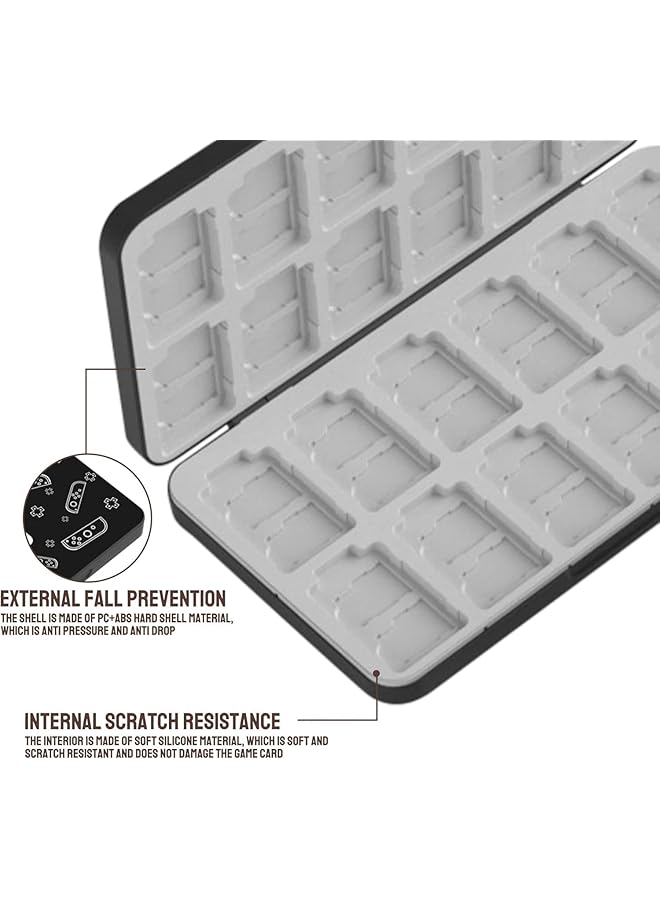 Bolivia's Game Sd Card Holder Case 2 Pcs Switch Accessories With 24 Slot Game Hard Shell Protective Organizer Travel Friendly Protective Case (Black)  - Image 5