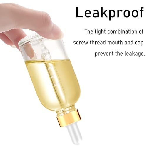Bumobum Glass Bottle with Dropper, 4 oz Clear Golden Cap Eye Dropper Bottle for Essential Oils with Labels and Funnel, 2 Pcs Empty Tincture Bottles with Unbreakable Plastic Eye Dropper with Measurements - Image 4