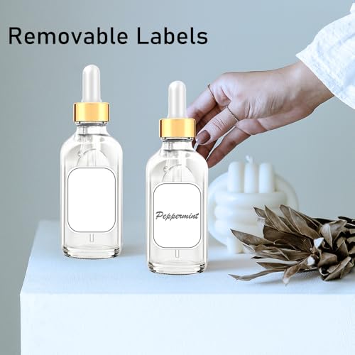 Bumobum Glass Bottle with Dropper, 4 oz Clear Golden Cap Eye Dropper Bottle for Essential Oils with Labels and Funnel, 2 Pcs Empty Tincture Bottles with Unbreakable Plastic Eye Dropper with Measurements - Image 2