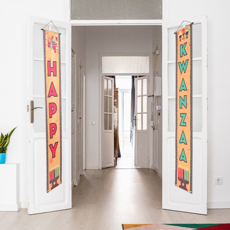 2Pcs Kwanzaa Door Curtains Kwanzaa Door Couplets Indoor Outdoor Hanging Banners - Image 3