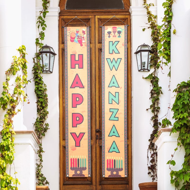 2Pcs Kwanzaa Door Curtains Kwanzaa Door Couplets Indoor Outdoor Hanging Banners - Image 1