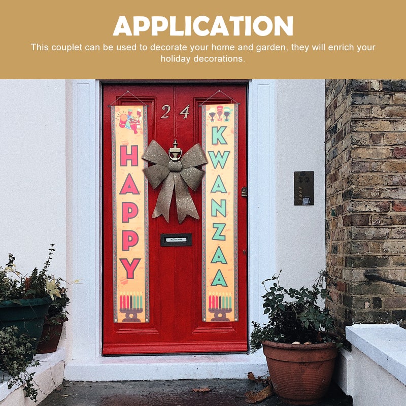 2Pcs Kwanzaa Door Curtains Kwanzaa Door Couplets Indoor Outdoor Hanging Banners - Image 5