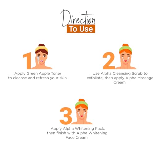 Vedic Line Alpha Whitening Skin Care Facial Kit For Glowing And Smooth Skin With Green Tea Extract To Reduce Acne And Dark Spots (Scrub, Massage Cream, Face Pack, Cream), 350Ml - Image 3