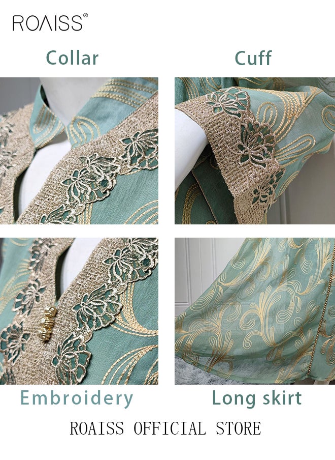 roaiss - Women Luxury Stand Collar Graphic Printing Robe Maxi Dresses Exclusive Styles Modern Stylish Abaya Middle East Arabic Banquet Wedding Party Dress Women's Festival Clothing - Image 1