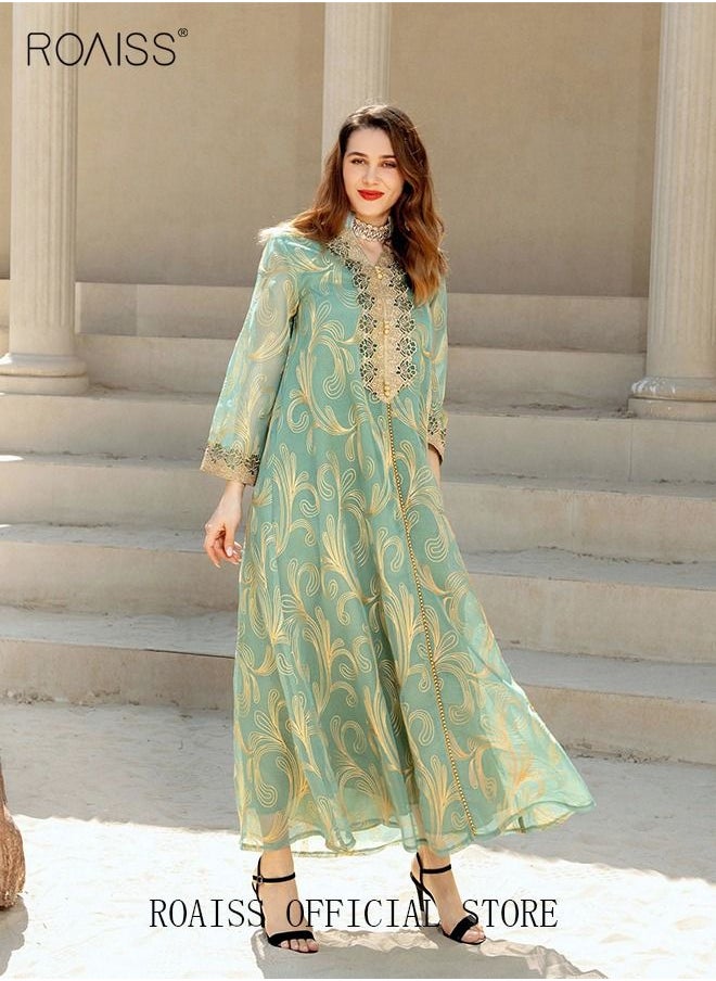 Women Luxury Stand Collar Graphic Printing Robe Maxi Dresses Exclusive Styles Modern Stylish Abaya Middle East Arabic Banquet Wedding Party Dress Women's Festival Clothing - pzsku/Z4FF02D72FDAFDEC24724Z/45/_/1667015701/f651e171-6809-4aa3-a767-08abea35bcb7