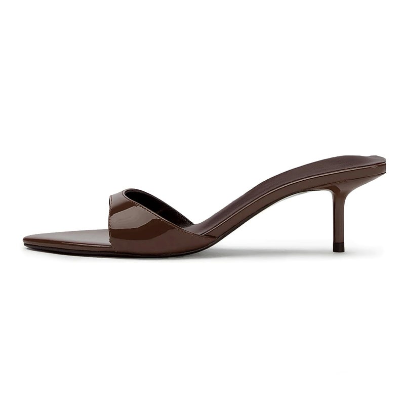 Mattiventon Brown Pointed Toe Heels Kitten Slingback Heels Mules Slip On Summer Sandals Fashion Party Wedding Prom Dress Shoes - Image 1