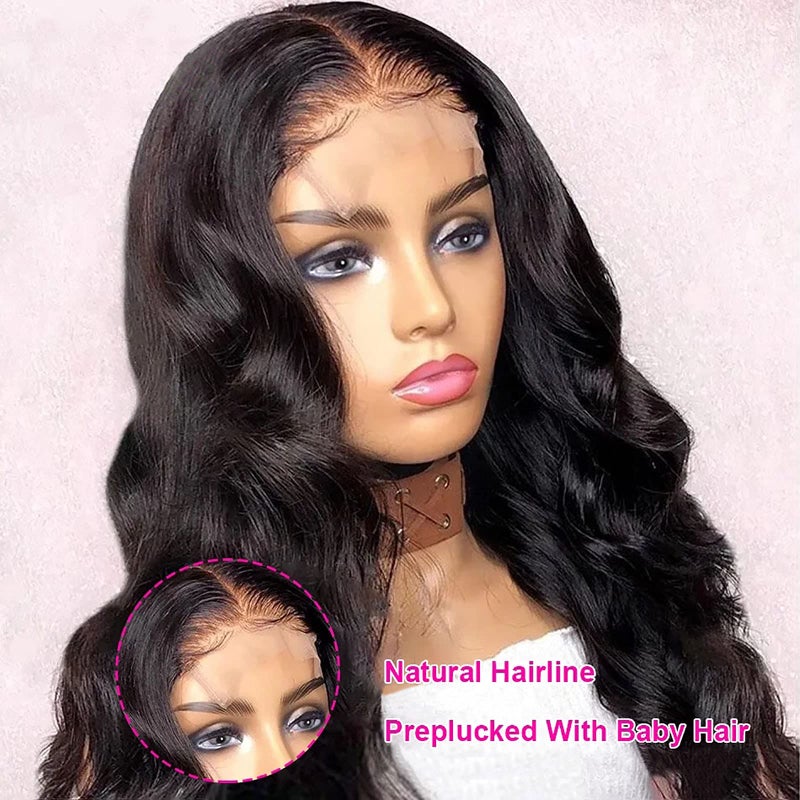 ZILING 18 Inch Body Wave Wear and Go Glueless Wigs Human Hair Pre Plucked Pre Cut with Baby Hair 200 Density 4x4 Lace Front Closure Wigs for Women - Image 3
