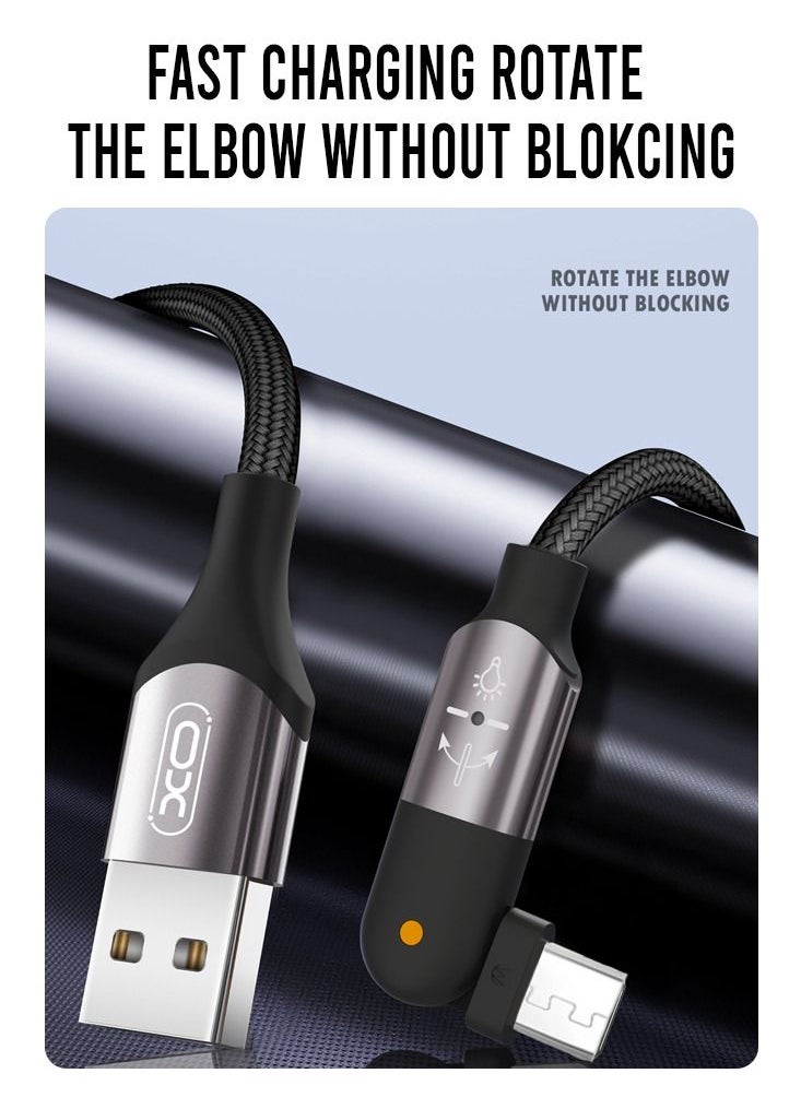 XO - Nb176 180° Degree Rotary Charging Cable For Micro 1.2 Meter - Black - Image 1