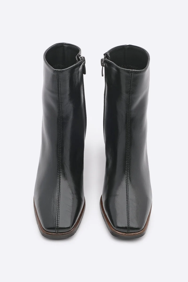 MARJIN Margin Women's Heeled Boots Blunt Toe Noyes