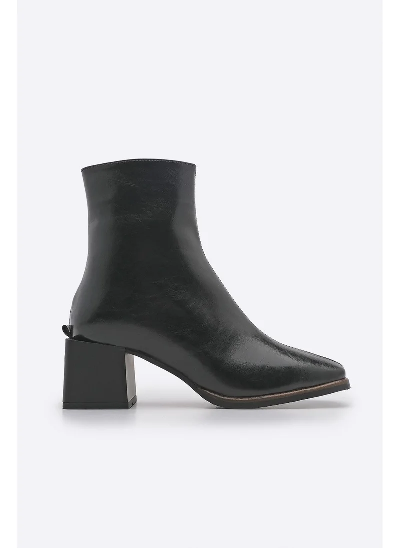 MARJIN Margin Women's Heeled Boots Blunt Toe Noyes