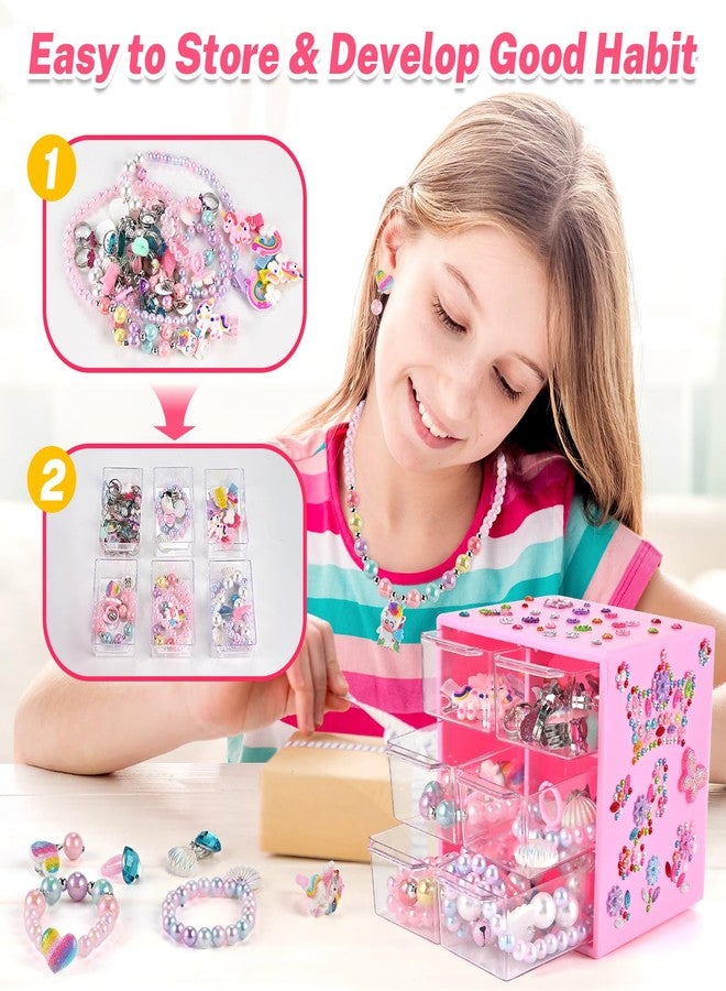Faburo 42PCS Jewelry Toys for Girls, Unicorn Mermaid Princess Toys- Rings, Clip on Earrings, Necklaces, Hair Clips, DIY Stickers, Box, Toddler Kids Play Jewelry for Girls 3-5 6 7 8 9 10+ Christmas Birthday Gifts - Image 5