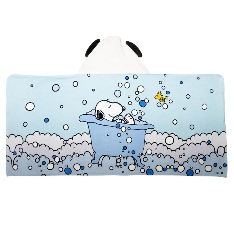 Peanuts Snoopy Bubble Bath Kids Super Soft BathPoolBeach Soft Cotton Terry Hooded Towel Wrap 24 in x 50 in Officially Licensed Product by Franco
