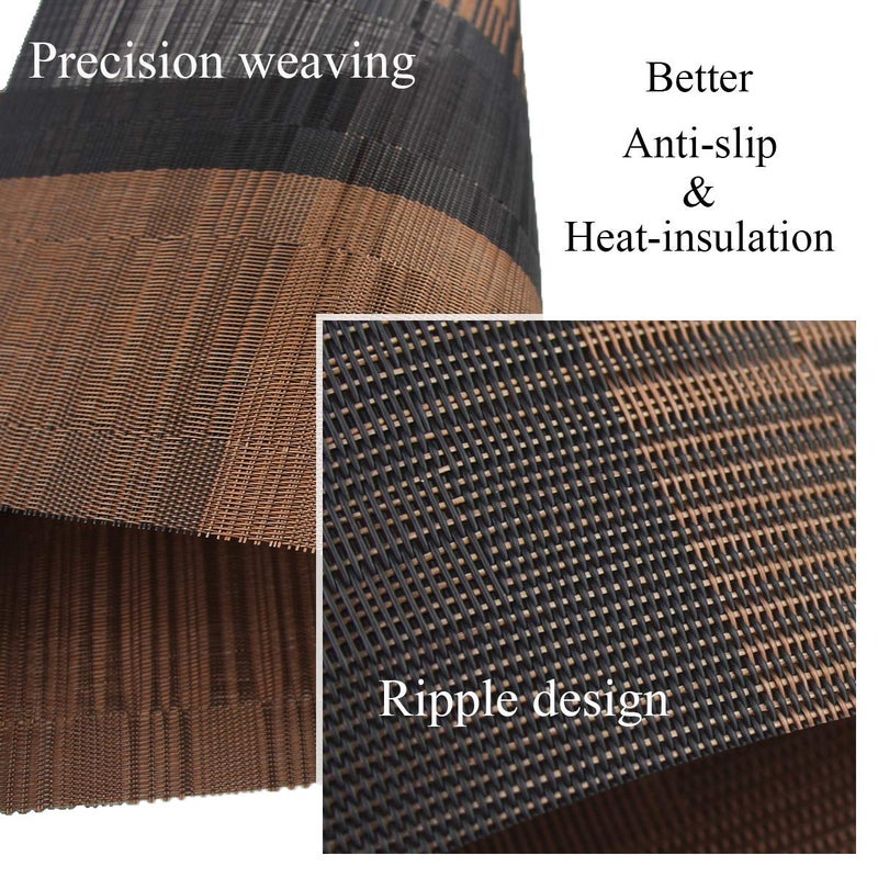 Estervig 6 Pcs HeatResistant Woven PVC Vinyl Table Mats Set for Dining Kitchen NonSlip AntiSkid Placemats Washable StainResistant Placemats for Restaurant Table Use Brown Black - Image 3