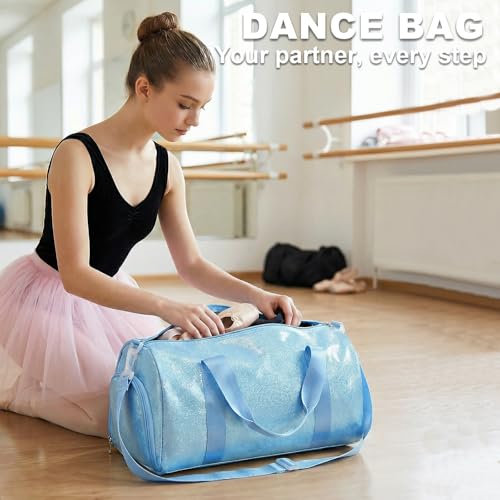LEDAOU Gym Bag Sports Duffle Bag with Wet Pocket Weekender Overnight Bags with Waterproof Shoe Pouch and Air Hole for Girls Kids Women Workout Travel Bags (Blue) - Image 3
