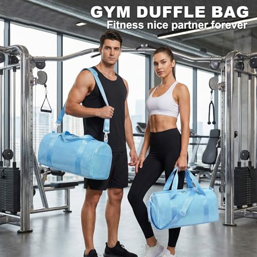 LEDAOU Gym Bag Sports Duffle Bag with Wet Pocket Weekender Overnight Bags with Waterproof Shoe Pouch and Air Hole for Girls Kids Women Workout Travel Bags (Blue) - Image 2