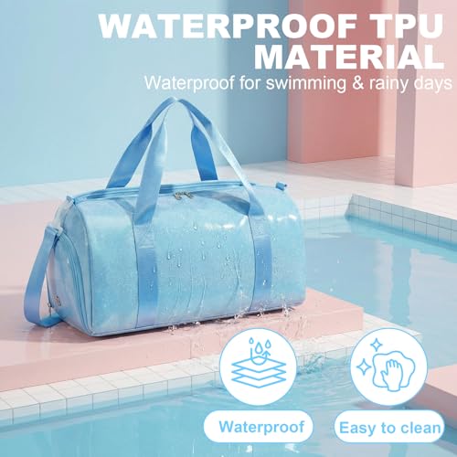 LEDAOU Gym Bag Sports Duffle Bag with Wet Pocket Weekender Overnight Bags with Waterproof Shoe Pouch and Air Hole for Girls Kids Women Workout Travel Bags (Blue) - Image 5