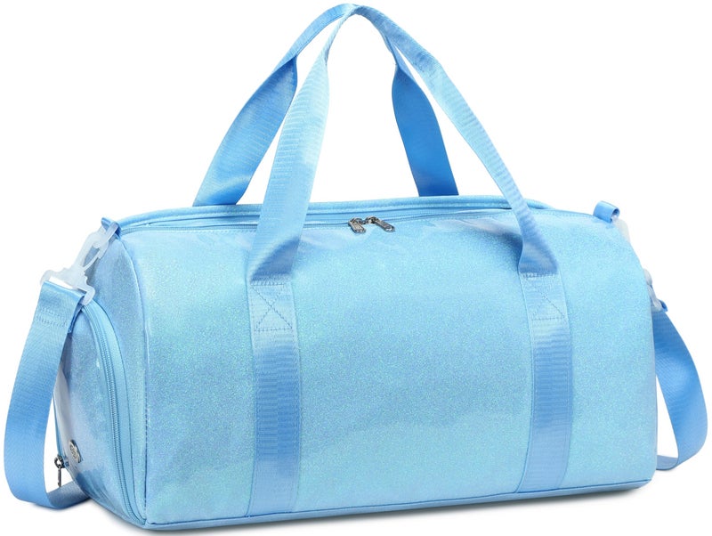 LEDAOU Gym Bag Sports Duffle Bag with Wet Pocket Weekender Overnight Bags with Waterproof Shoe Pouch and Air Hole for Girls Kids Women Workout Travel Bags (Blue) - Image 1