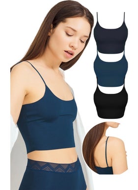COTTONHILL Adjustable Thin Straps Laser Cut Crop Bustier 3 Pack-2  - Image 1