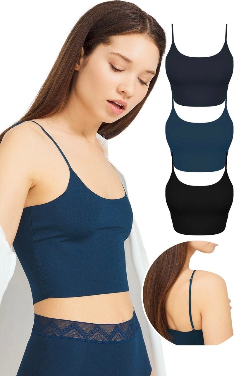 COTTONHILL حمالات رفيعة قابلة للتعديل بقص ليزر كروب بسطير 3 عبوات-2  - Image 1